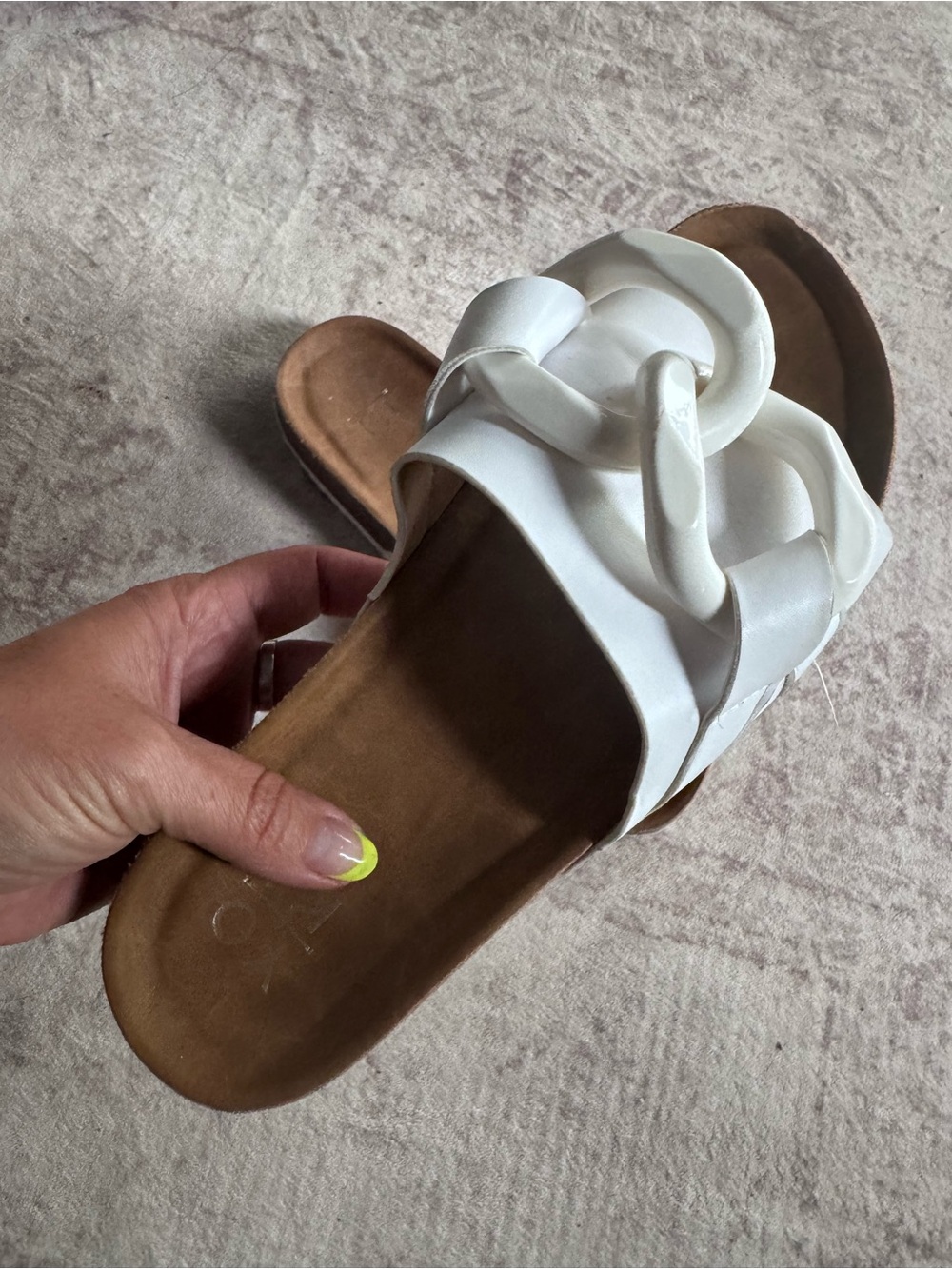 Yoki White Chain-Link Slide Sandals for Women